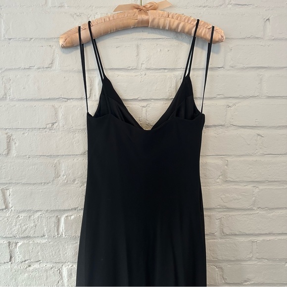 Vintage 90s Black Chiffon Drape Slip Maxi Dress - Picture 3 of 5